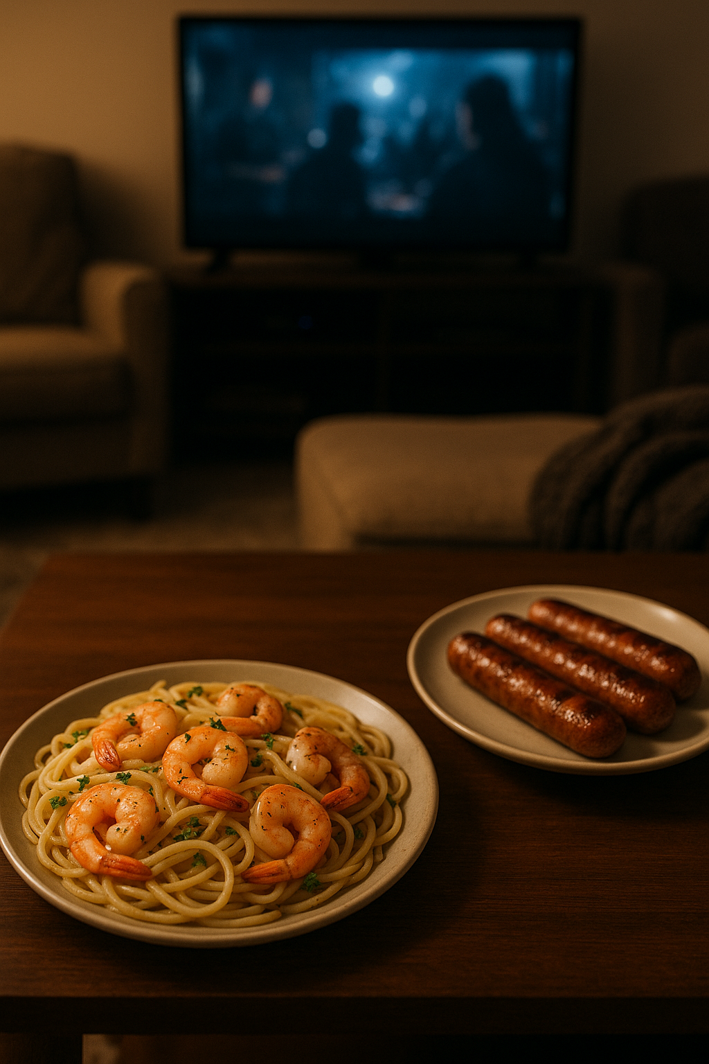 Quick Weeknight Meals with Peeled Shrimps and Bacon and Cheese Sausage