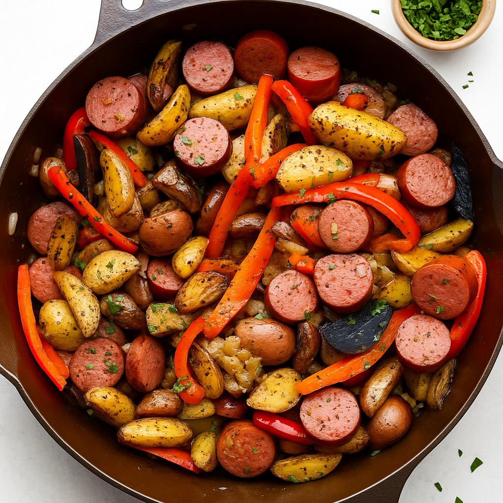 Paprika Dreams: Hungarian Sausage & Sweet Potato Skillet