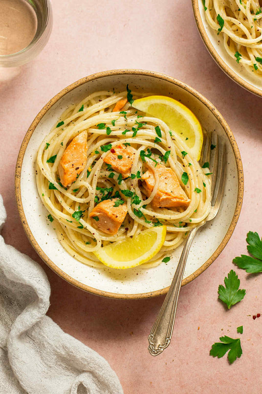 Creamy Lemon Butter Salmon Penne Pasta
